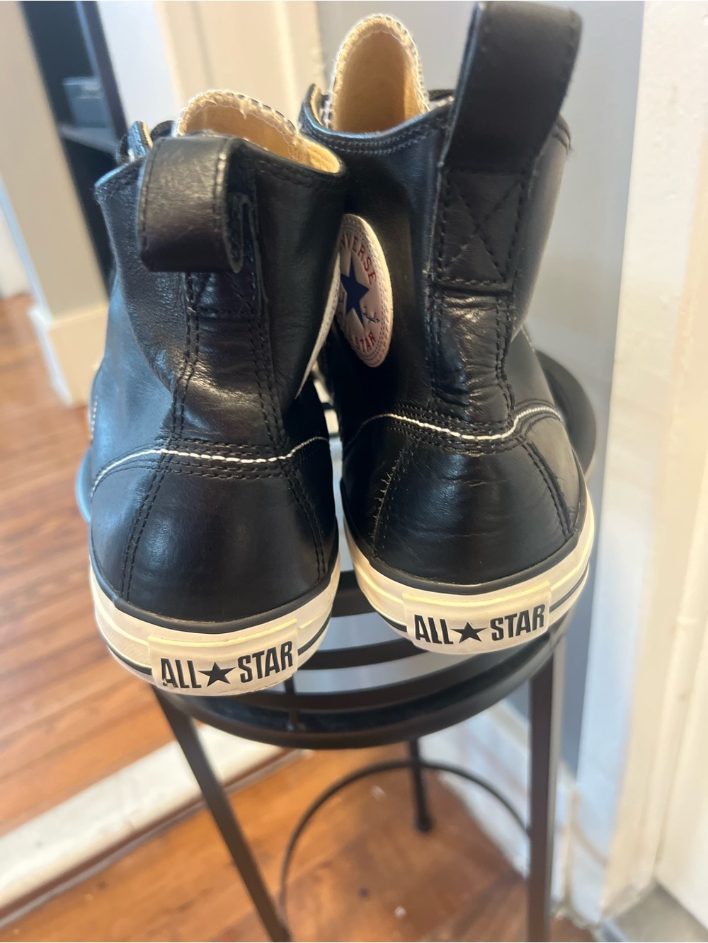 Converse chuck all stars Black Leather High-Top Sneakers  size 12 men - Picture 6 of 14